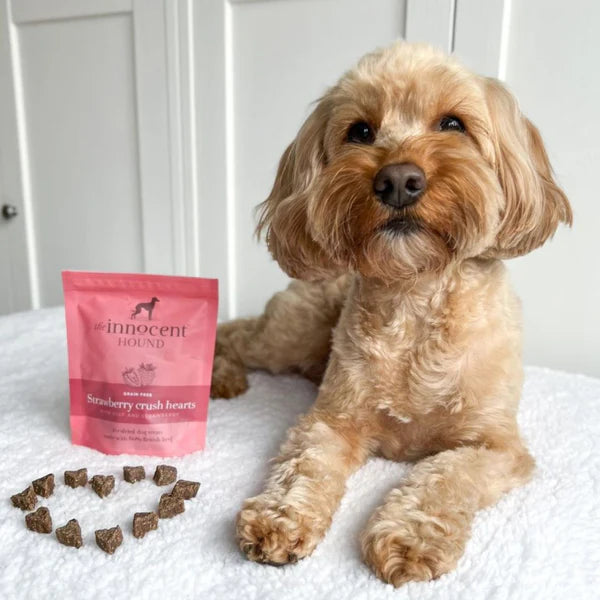 The Innocent Hound Strawberry Crush Hearts Dog Treats - 70g