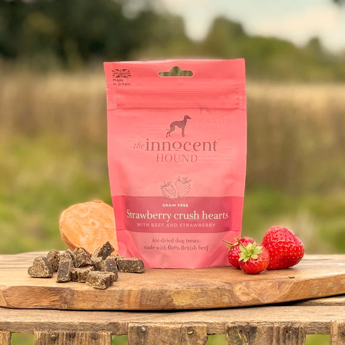 The Innocent Hound Strawberry Crush Hearts Dog Treats - 70g
