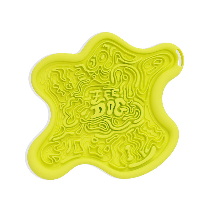 Yellow lick mat on a white background