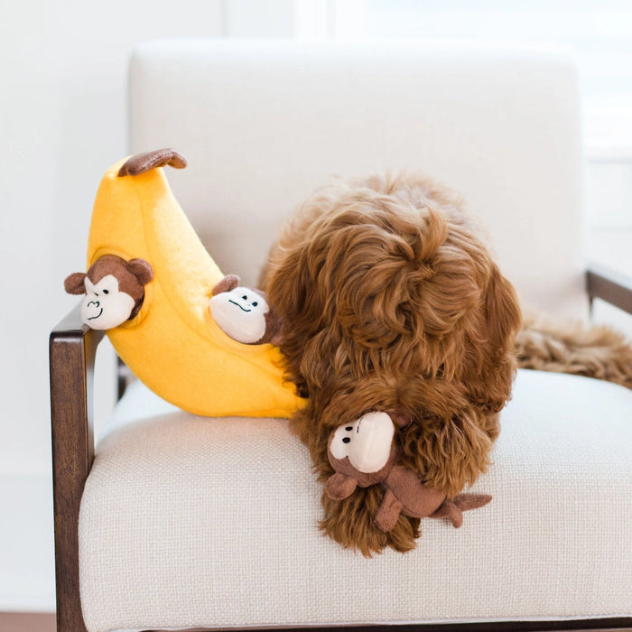 ZippyPaws Burrow Dog Toy - Monkeys & Banana