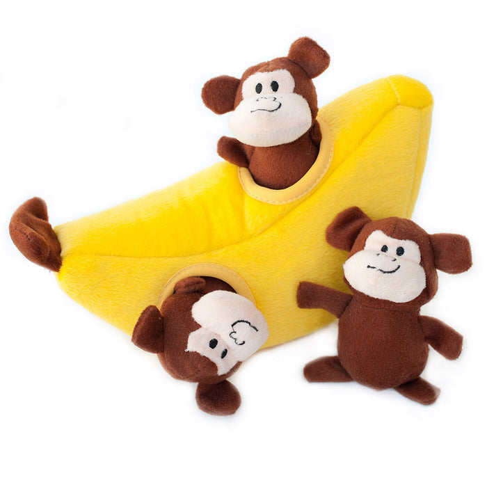 Monkeys and Banana Burrow, Soft Squeaky Dog Toy