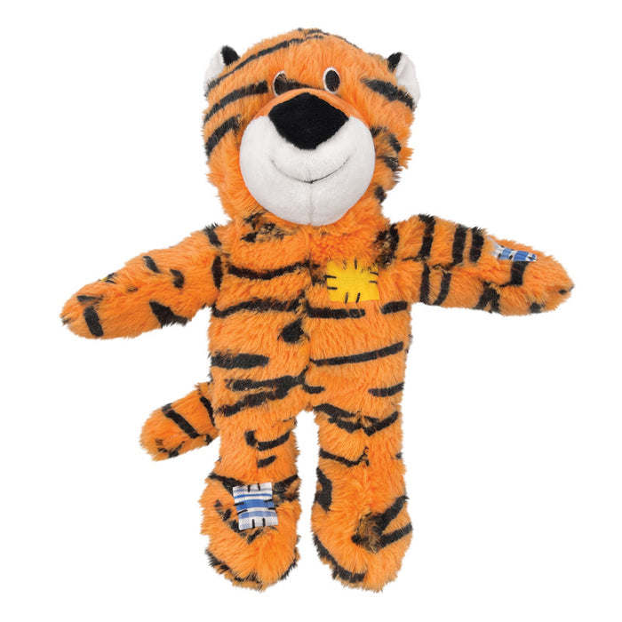 KONG Wild Knots Tiger, Soft Toy with Knotted Inner Rope & Squeaker - Medium / Large