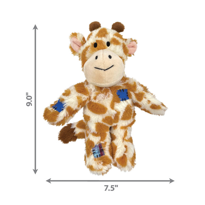 KONG Wild Knots Giraffes, Soft Toy with Knotted Inner Rope & Squeaker - Small / Medium