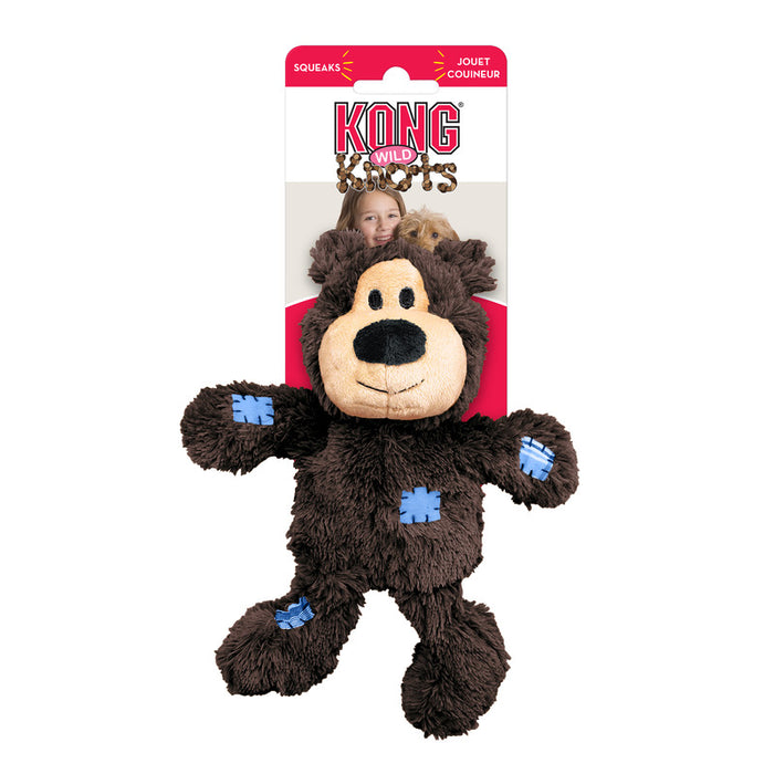 KONG Wild Knots Bears, Soft Toy with Knotted Inner Rope & Squeaker - 2 Sizes