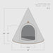 Pet teepee with dimensions on a white background