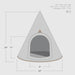 Pet teepee with dimensions on a white background