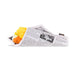 Newspaper folded into a compact shape with colorful flowers on a white background