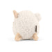 Small plush toy resembling a sheep on a white background