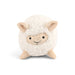 A small plush sheep toy with fluffy cream-colored wool, light tan ears and legs, and a simple embroidered face, centered on a plain white background.
