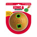 Kong Bamboo Treat Dispenser dog toy in its original blister card packaging. The product is a round bamboo disc with green plastic trim, featuring a treat dispenser hole and a square opening, with the brand name 'KONG BAMBOO' printed on the card.