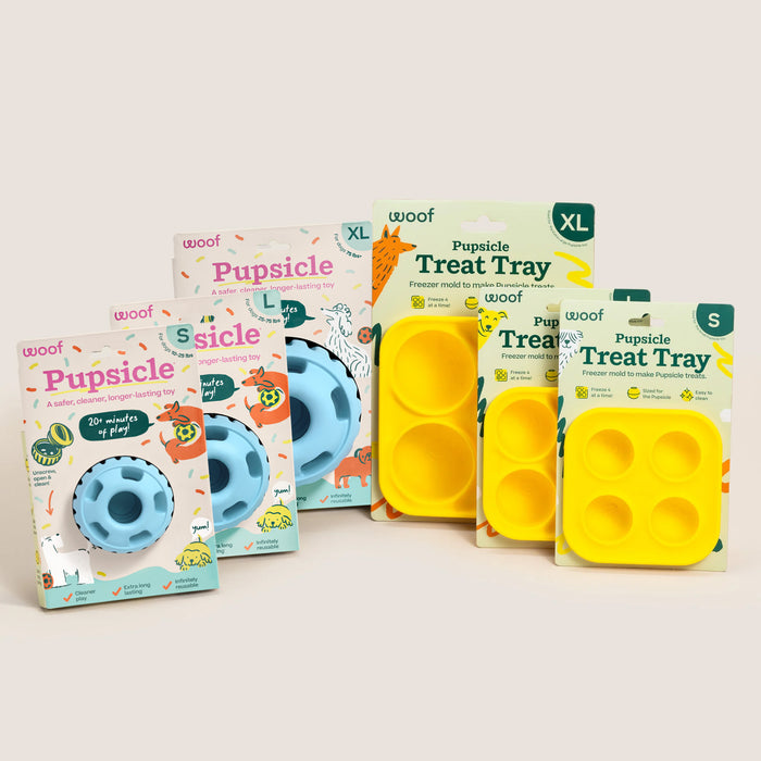 Woof Blue Party Pupsicle Toy + Treat Tray Combo