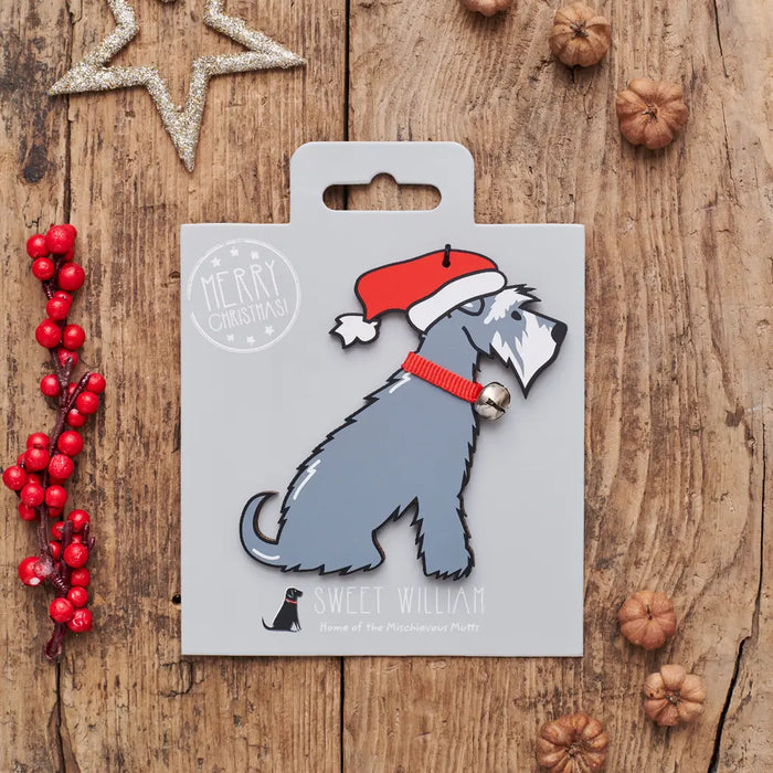 Christmas Tree Dog Decoration, Schnauzer, Grey