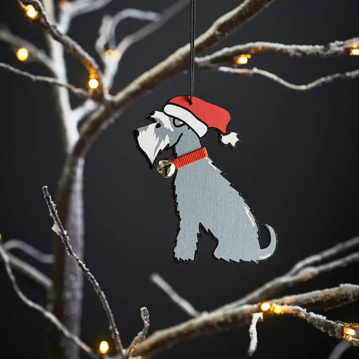 Christmas Tree Dog Decoration, Schnauzer, Grey