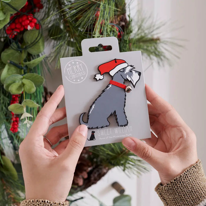 Christmas Tree Dog Decoration, Schnauzer, Grey