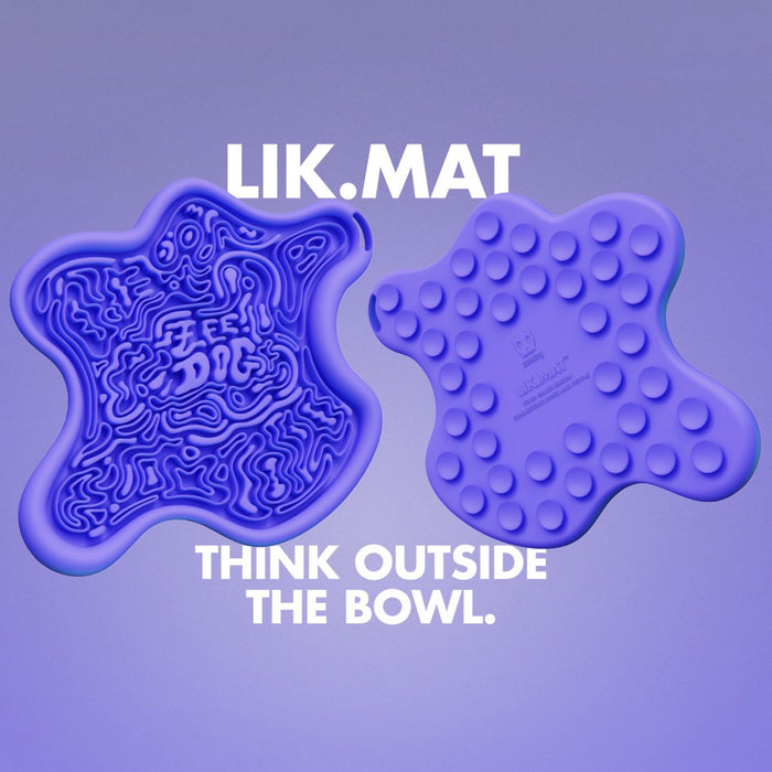Two purple textured mats with 'LIK.MAT' branding on a purple background.