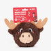 Plush moose toy with 'HugSmart' packaging on a white background