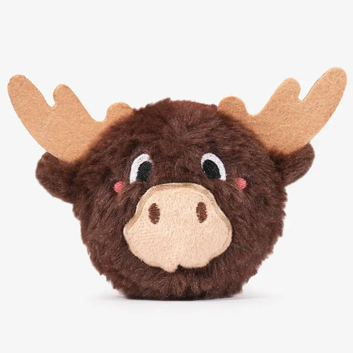 Plush moose toy with a white background