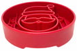 red slow feeder on a white background