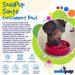 SodaPup Santa Enrichment Bowl with a dog eating from it, colorful text, and brand logo.