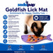 SodaPup Goldfish Lick Mat for cats with a cat licking the mat.