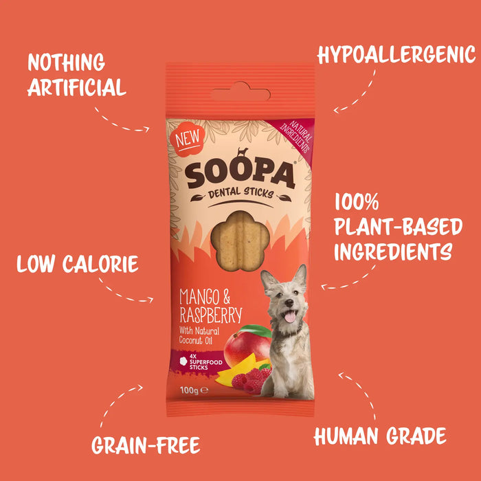 Soopa Dog Dental Sticks - Mango & Raspberry