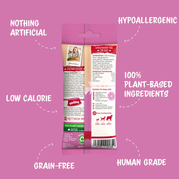 Soopa Strawberry & Coco-Cream Cupcake Dog Dental Sticks