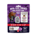 A 90g bag of 'Spooky Fun' dog treats by Threepioarters. The packaging is predominantly purple with a cartoon dog dressed as a skeleton holding a tombstone that reads 'OLD TRICKS LIE HERE'.