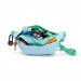 blue and green bag full to brim