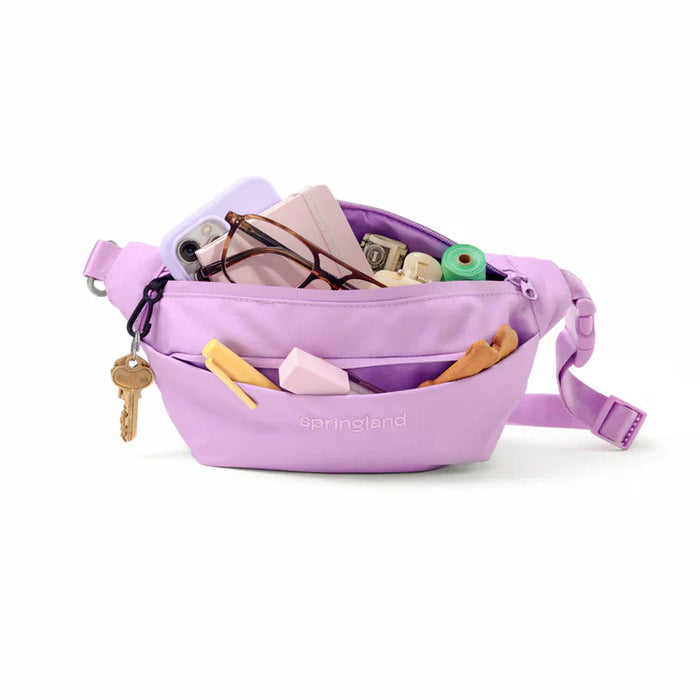 purple bag full to brim