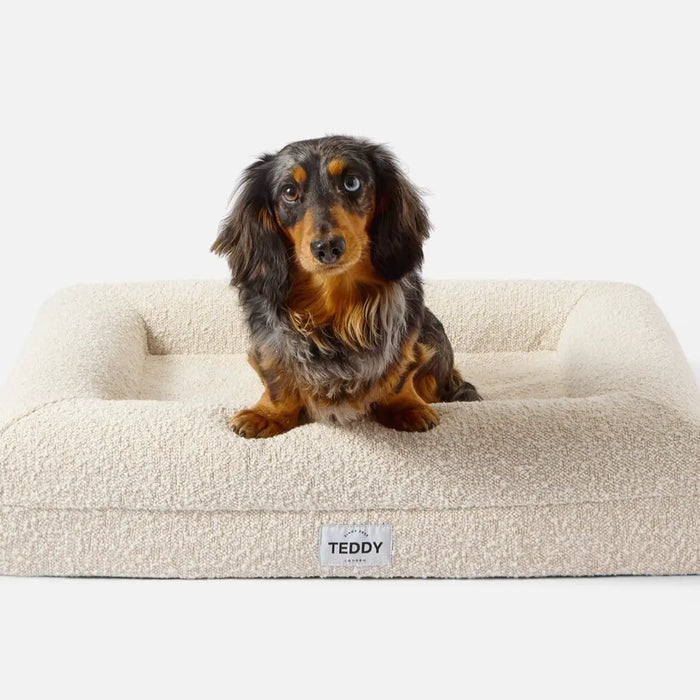 White Boucle Fabric Bed for Dogs - S/L