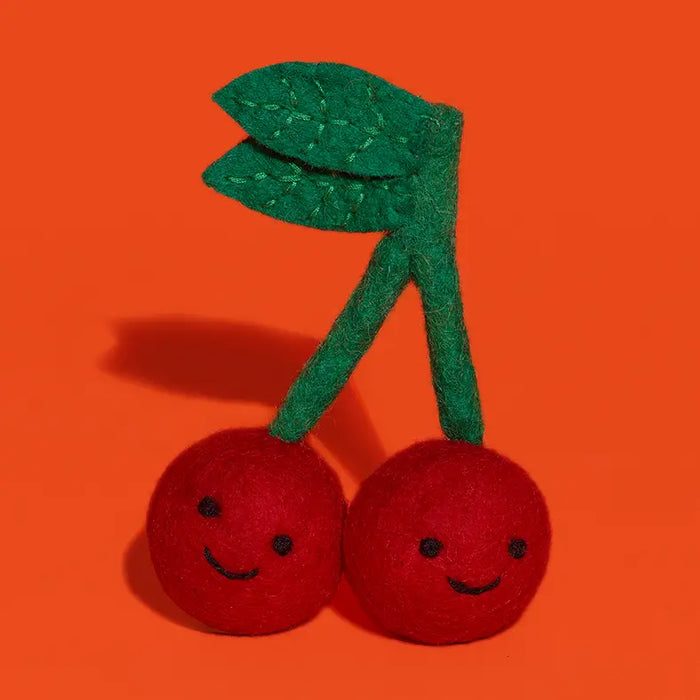 Ware of the Dog Nepalese Handmade Wool Cat Toy - Cherries