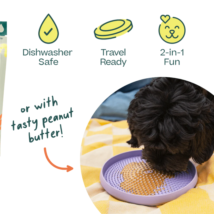 Woof Fly 'N' Feed Lavender Dog Frisbee & Lick Mat