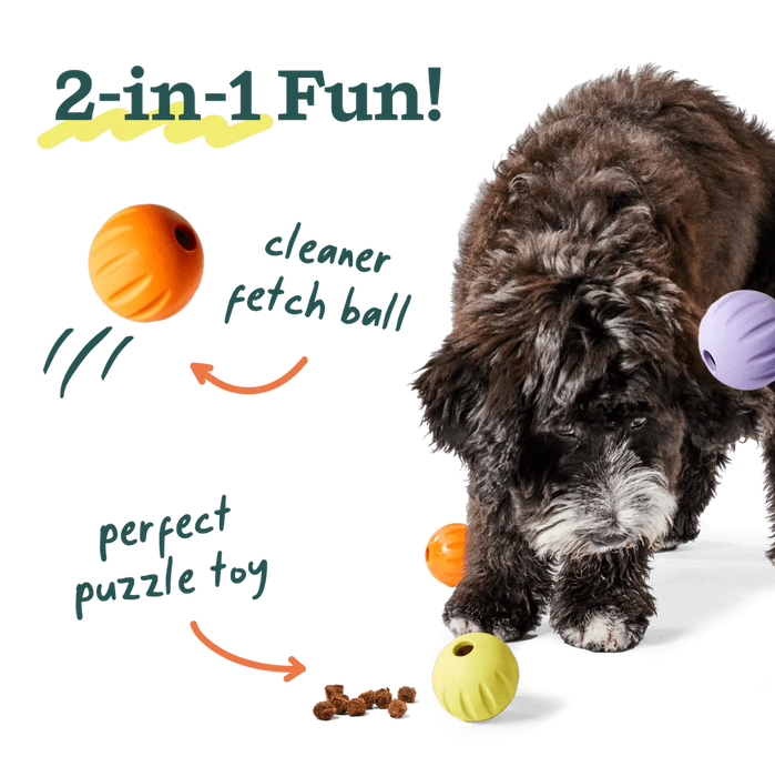 Woof Yellow Flyball 2-in-1 Dog Ball & Puzzle Toy