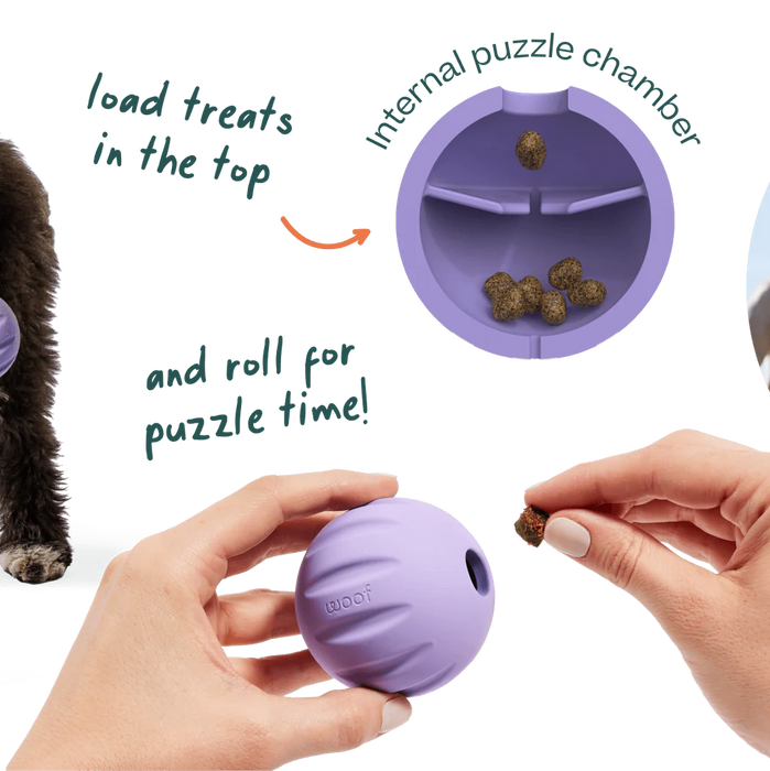 Woof Yellow Flyball 2-in-1 Dog Ball & Puzzle Toy