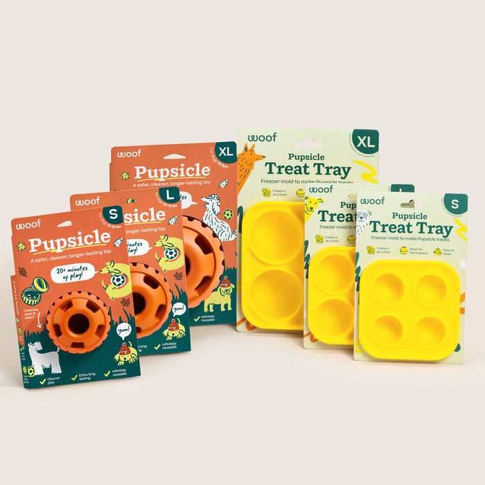 Woof Orange Pupsicle Toy + Treat Tray Combo