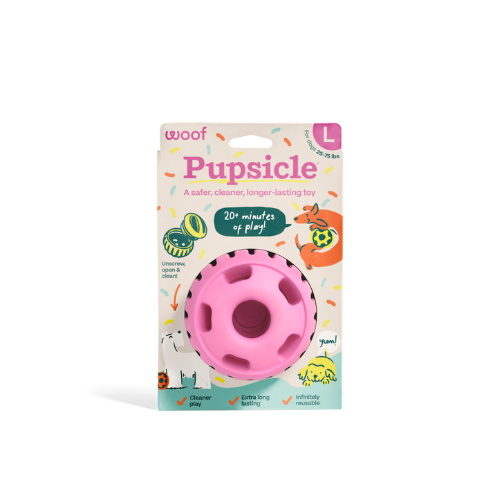 Woof Pink Party Pupsicle Toy + Treat Tray + Pops Refill Combo
