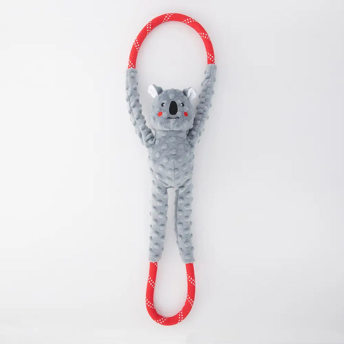 Plush toy with a red handle on a white background