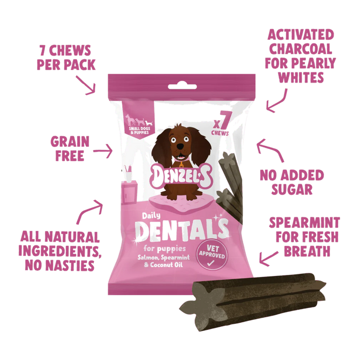 Salmon, Spearmint & Coconut Oil Daily Dentals for Small Dogs/Puppies