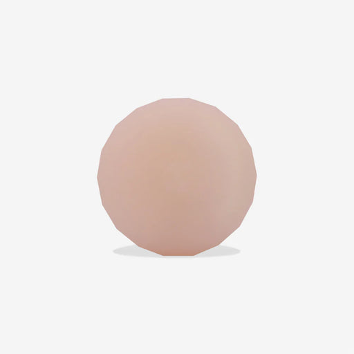 Round, pink-coloured airtag holder on a white background