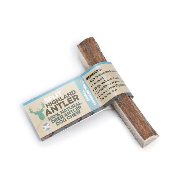 Highland Split Antler Dog Chew, 100% Naturally Shed Deer - Small 30g–50g