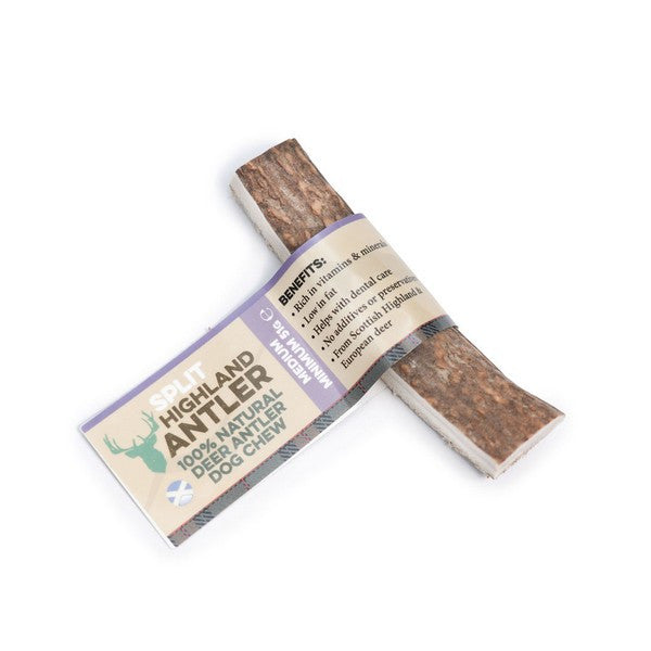 Highland Split Antler Dog Chew, 100% Naturally Shed Deer - Medium 51g–80g