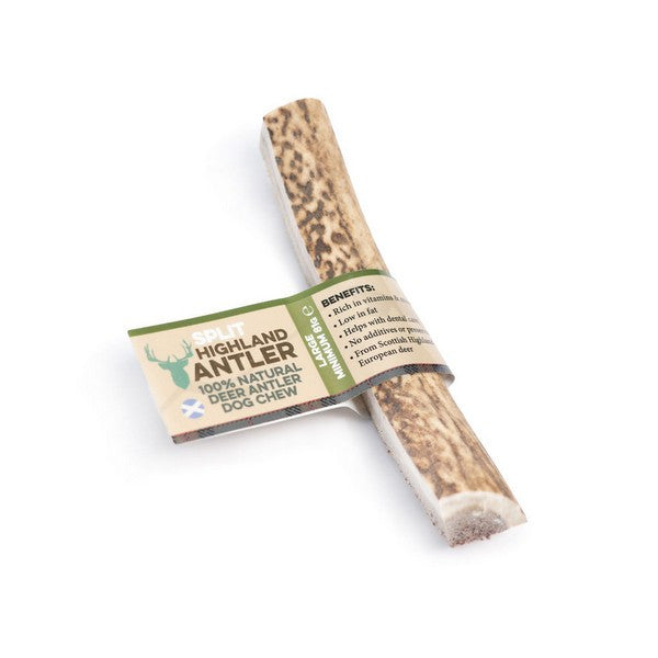 Highland Split Antler Dog Chew, 100% Naturally Shed Deer - Large 81g–120g