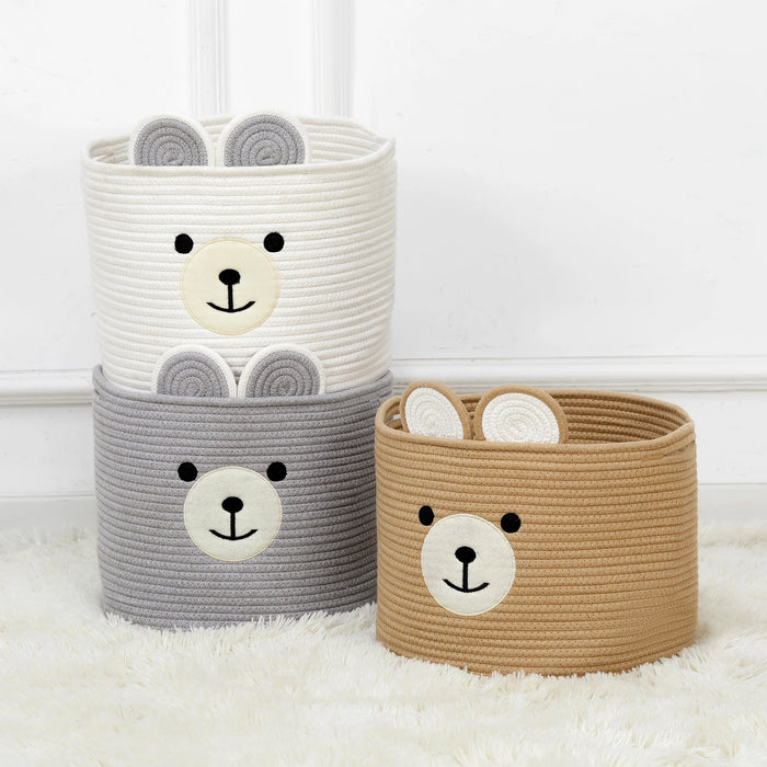 Bertie Bear Organic Cotton Toy Storage Basket