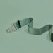 Green belt with a silver buckle on a light green background