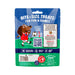 Bite-size treats packaging for dogs with cartoon dog and sports-themed design.