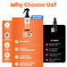 Product packaging for 'Our Dogs Life' cleaner with features listed on an orange background, contrasting with a black background for 'Others' comparison.