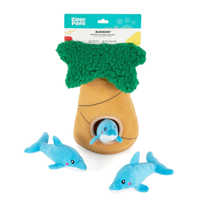 ZippyPaws Burrow Dolphins in Palm Tree Soft Dog Toy