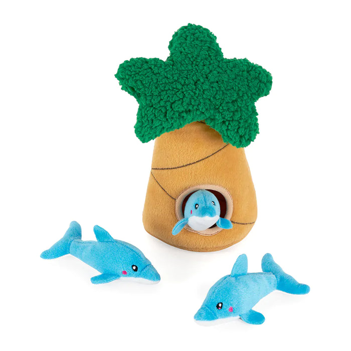 ZippyPaws Burrow Dolphins in Palm Tree Soft Dog Toy
