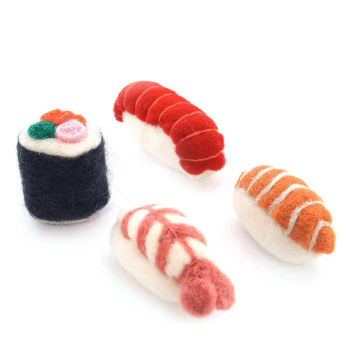 The Foggy Dog Nepalese Felted Wool Cat Toy - Prawn Nigiri