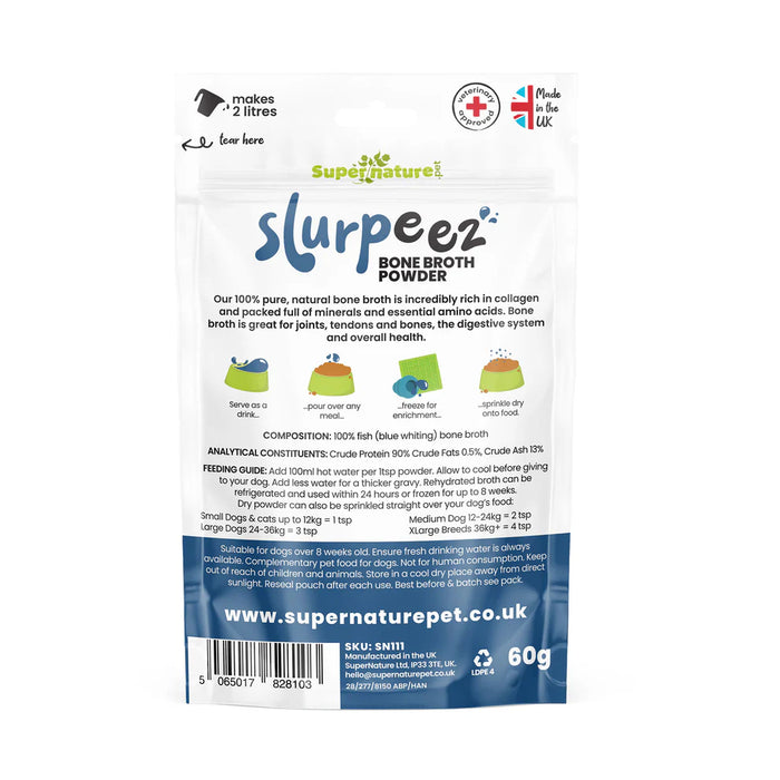 Slurpeez 100% Natural Bone Broth for Cats & Dogs, Pork, Fish or Chicken - 60g